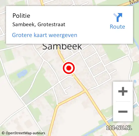 Locatie op kaart van de 112 melding: Politie Sambeek, Grotestraat op 28 november 2019 18:17