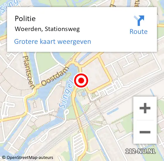 Locatie op kaart van de 112 melding: Politie Woerden, Stationsweg op 28 november 2019 18:42