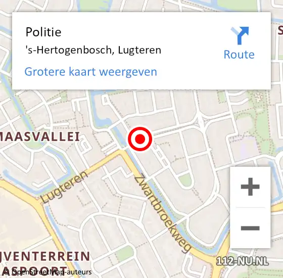 Locatie op kaart van de 112 melding: Politie 's-Hertogenbosch, Lugteren op 28 november 2019 18:47