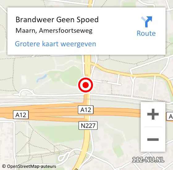 Locatie op kaart van de 112 melding: Brandweer Geen Spoed Naar Maarn, Amersfoortseweg op 28 november 2019 19:58