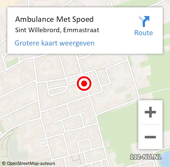 Locatie op kaart van de 112 melding: Ambulance Met Spoed Naar Sint Willebrord, Emmastraat op 28 november 2019 21:10