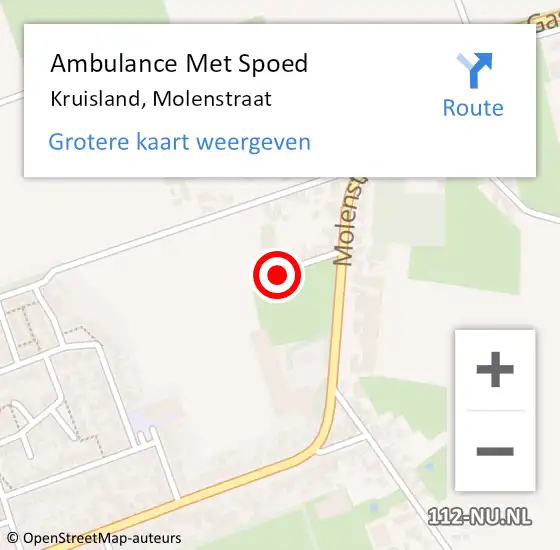 Locatie op kaart van de 112 melding: Ambulance Met Spoed Naar Kruisland, Molenstraat op 28 november 2019 21:18