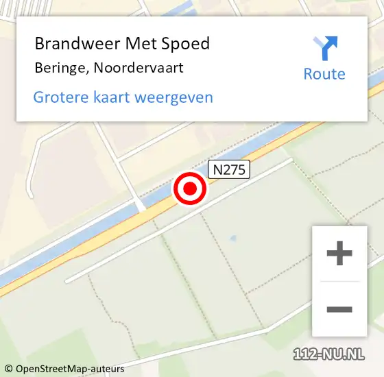 Locatie op kaart van de 112 melding: Brandweer Met Spoed Naar Beringe, Noordervaart op 28 november 2019 23:48