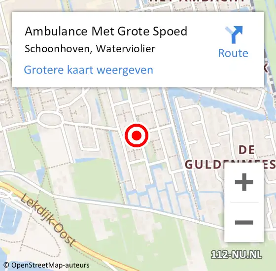 Locatie op kaart van de 112 melding: Ambulance Met Grote Spoed Naar Schoonhoven, Waterviolier op 29 november 2019 01:10