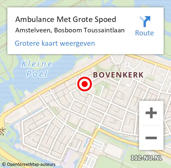 Locatie op kaart van de 112 melding: Ambulance Met Grote Spoed Naar Amstelveen, Bosboom Toussaintlaan op 29 november 2019 03:56