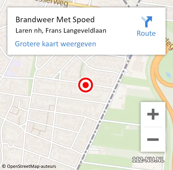 Locatie op kaart van de 112 melding: Brandweer Met Spoed Naar Laren nh, Frans Langeveldlaan op 29 november 2019 04:16