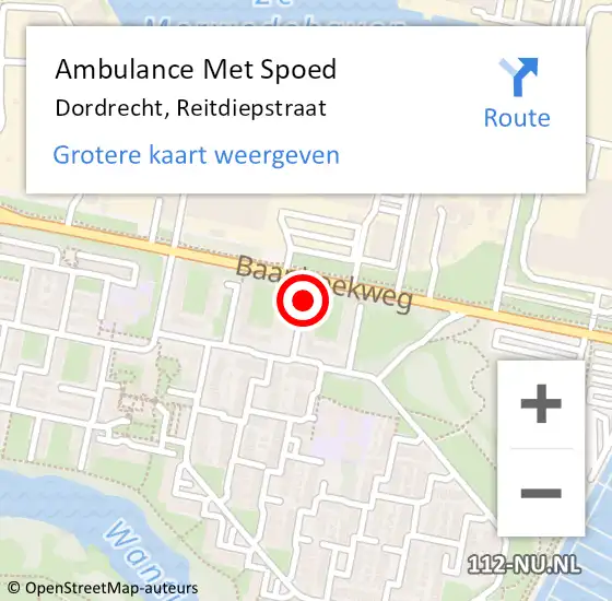 Locatie op kaart van de 112 melding: Ambulance Met Spoed Naar Dordrecht, Reitdiepstraat op 29 november 2019 04:58