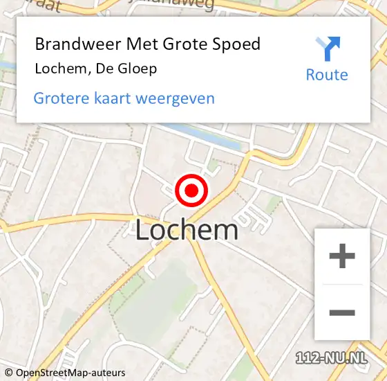 Locatie op kaart van de 112 melding: Brandweer Met Grote Spoed Naar Lochem, De Gloep op 29 november 2019 07:07