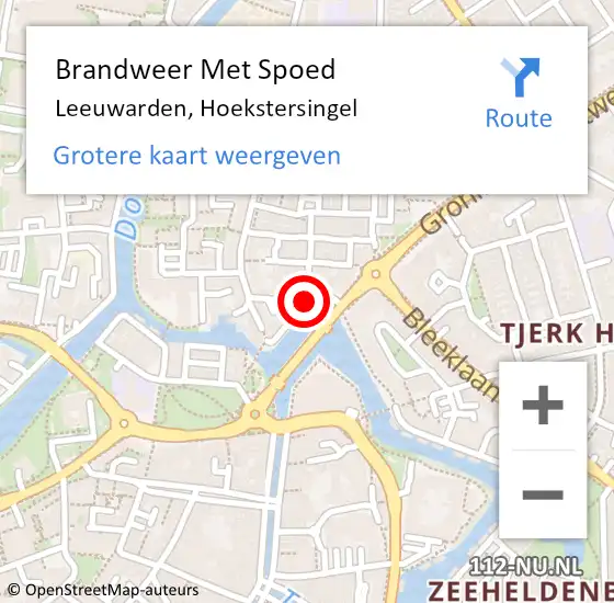 Locatie op kaart van de 112 melding: Brandweer Met Spoed Naar Leeuwarden, Hoekstersingel op 29 november 2019 07:48