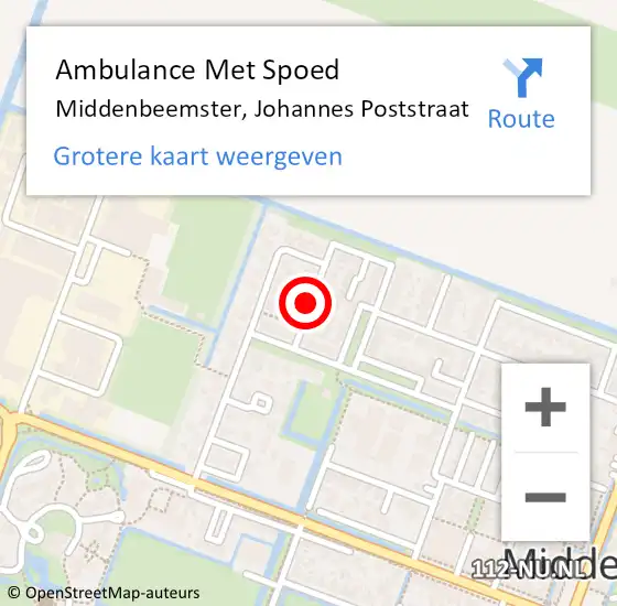 Locatie op kaart van de 112 melding: Ambulance Met Spoed Naar Middenbeemster, Johannes Poststraat op 29 november 2019 08:30