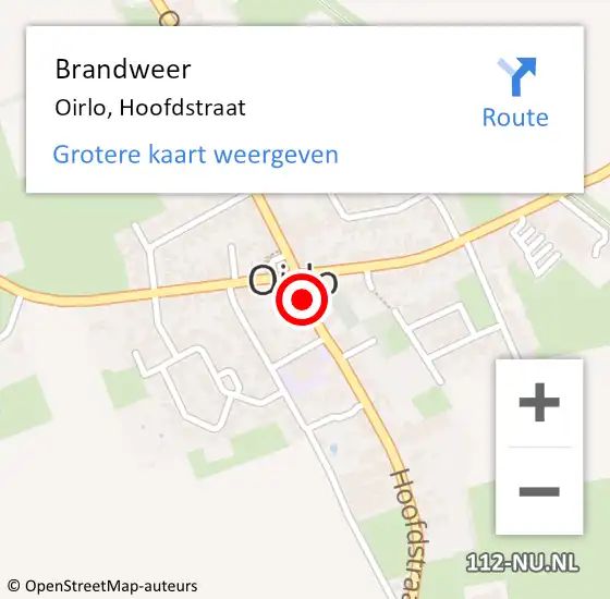 Locatie op kaart van de 112 melding: Brandweer Oirlo, Hoofdstraat op 29 november 2019 09:58