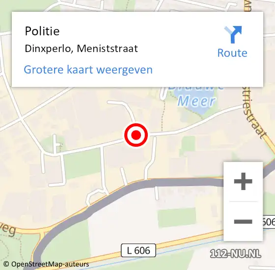 Locatie op kaart van de 112 melding: Politie Dinxperlo, Meniststraat op 29 november 2019 10:10