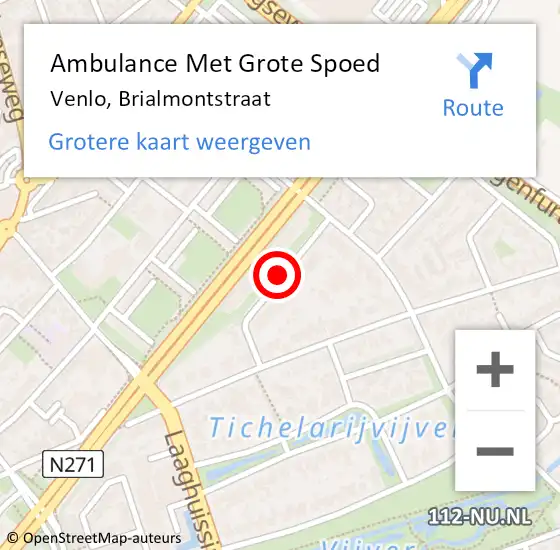 Locatie op kaart van de 112 melding: Ambulance Met Grote Spoed Naar Venlo, Brialmontstraat op 29 november 2019 11:17