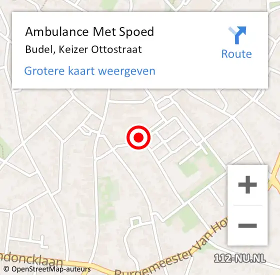 Locatie op kaart van de 112 melding: Ambulance Met Spoed Naar Budel, Keizer Ottostraat op 29 november 2019 11:32