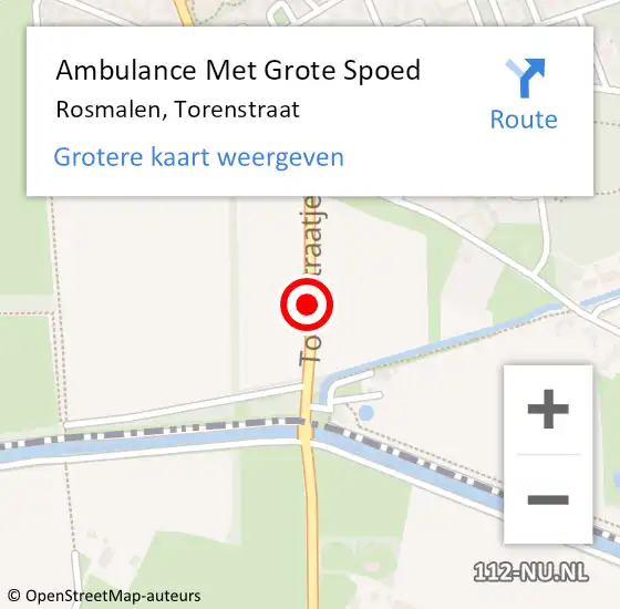 Locatie op kaart van de 112 melding: Ambulance Met Grote Spoed Naar Rosmalen, Torenstraat op 29 november 2019 12:58