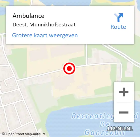 Locatie op kaart van de 112 melding: Ambulance Deest, Munnikhofsestraat op 29 november 2019 13:08