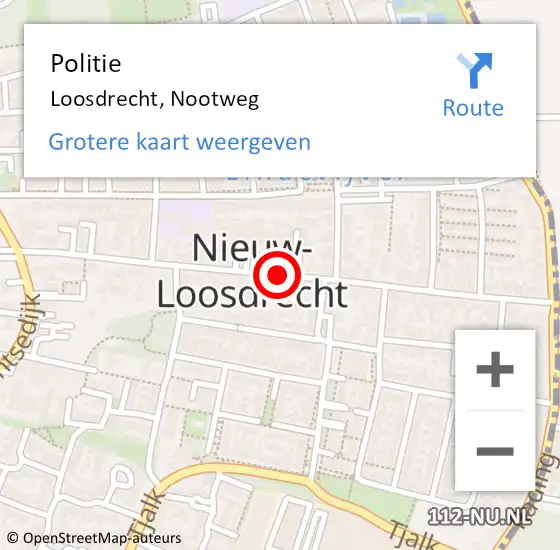 Locatie op kaart van de 112 melding: Politie Loosdrecht, Nootweg op 29 november 2019 14:01