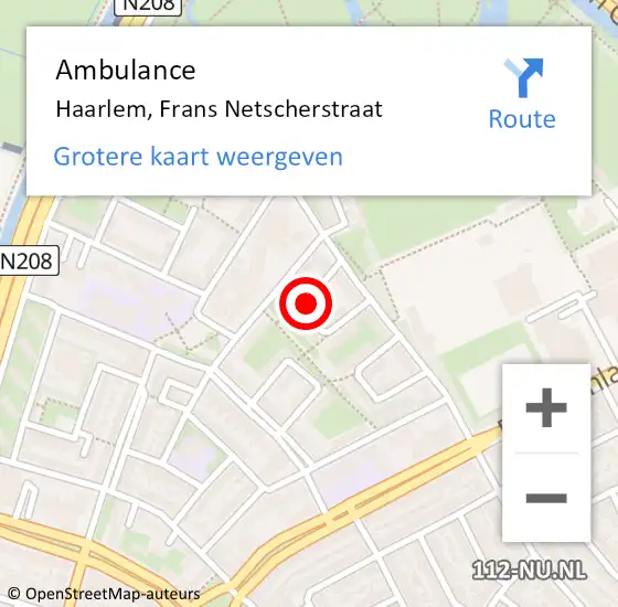 Locatie op kaart van de 112 melding: Ambulance Haarlem, Frans Netscherstraat op 29 november 2019 14:05