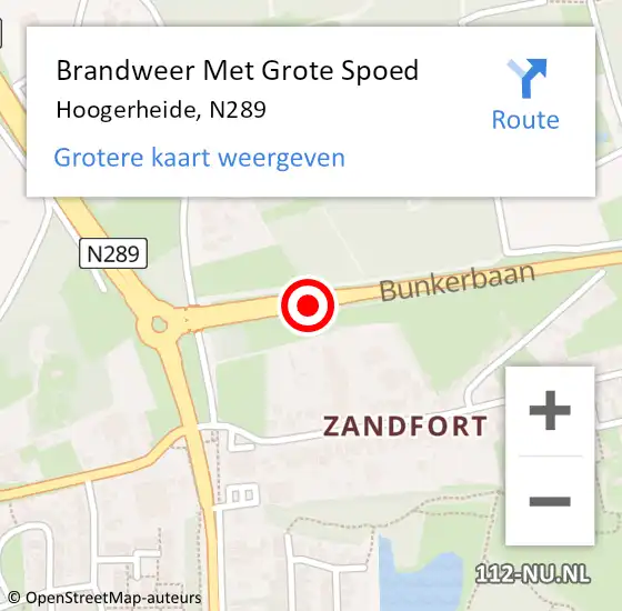 Locatie op kaart van de 112 melding: Brandweer Met Grote Spoed Naar Hoogerheide, N289 op 29 november 2019 14:39