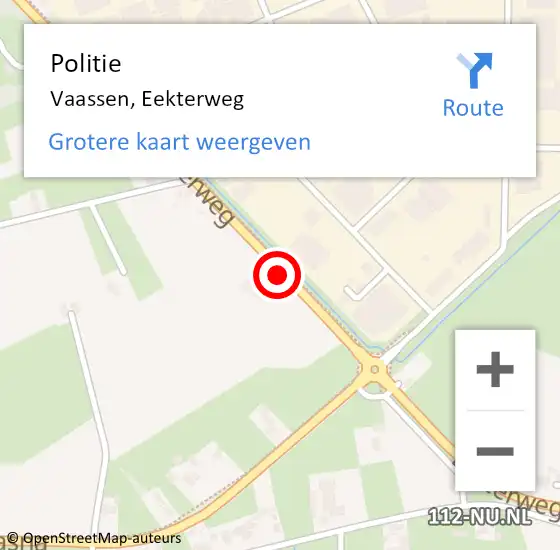 Locatie op kaart van de 112 melding: Politie Vaassen, Eekterweg op 29 november 2019 14:40