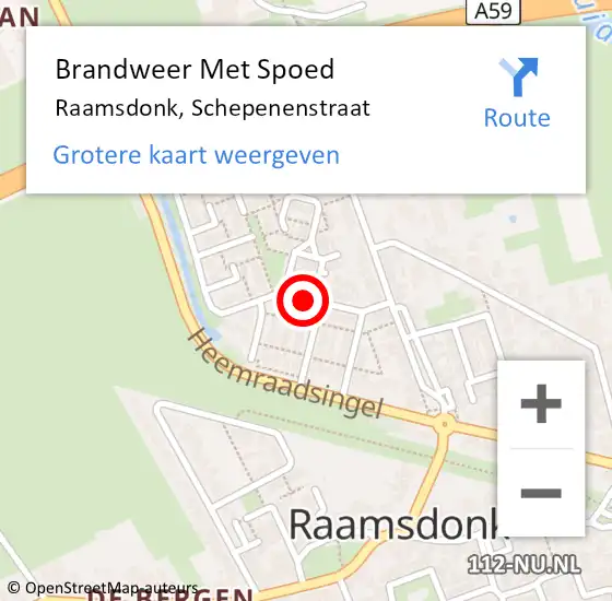 Locatie op kaart van de 112 melding: Brandweer Met Spoed Naar Raamsdonk, Schepenenstraat op 29 november 2019 15:05