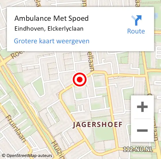 Locatie op kaart van de 112 melding: Ambulance Met Spoed Naar Eindhoven, Elckerlyclaan op 29 november 2019 15:54
