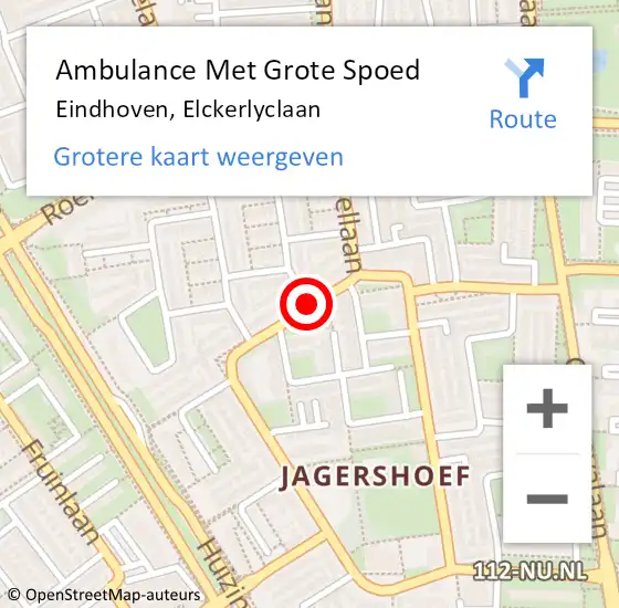 Locatie op kaart van de 112 melding: Ambulance Met Grote Spoed Naar Eindhoven, Elckerlyclaan op 29 november 2019 15:59