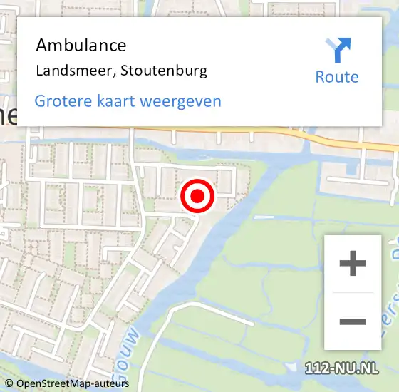 Locatie op kaart van de 112 melding: Ambulance Landsmeer, Stoutenburg op 29 november 2019 16:06