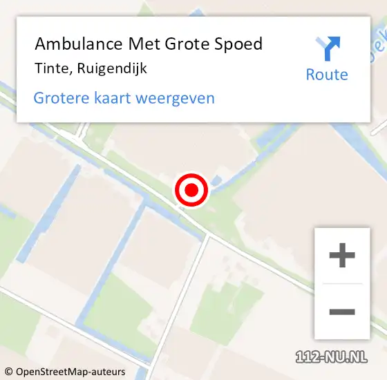 Locatie op kaart van de 112 melding: Ambulance Met Grote Spoed Naar Tinte, Ruigendijk op 21 april 2014 10:12