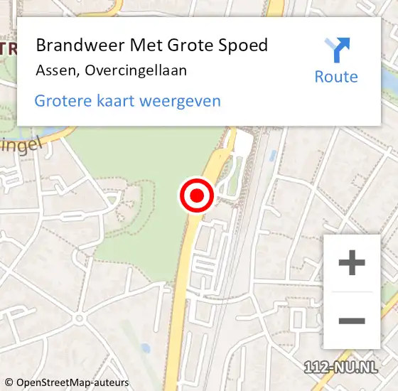 Locatie op kaart van de 112 melding: Brandweer Met Grote Spoed Naar Assen, Overcingellaan op 29 november 2019 16:51