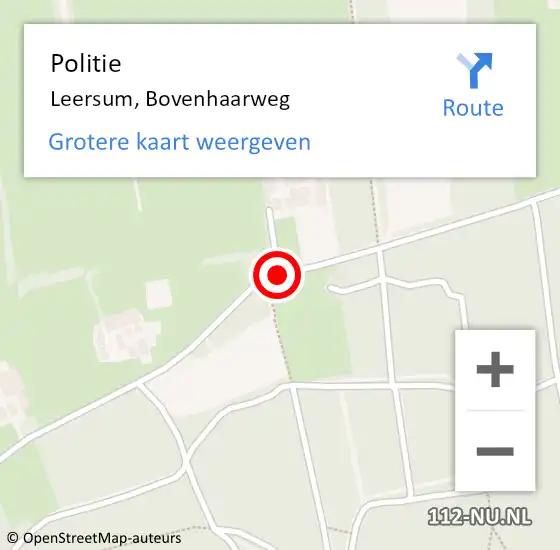 Locatie op kaart van de 112 melding: Politie Leersum, Bovenhaarweg op 21 april 2014 10:20