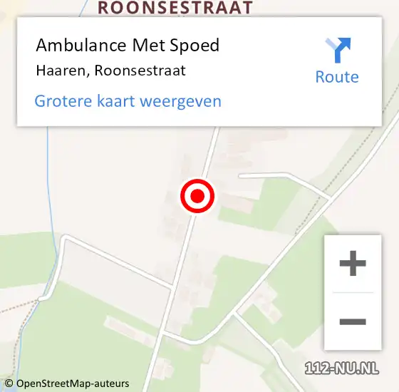Locatie op kaart van de 112 melding: Ambulance Met Spoed Naar Haaren, Roonsestraat op 29 november 2019 18:12