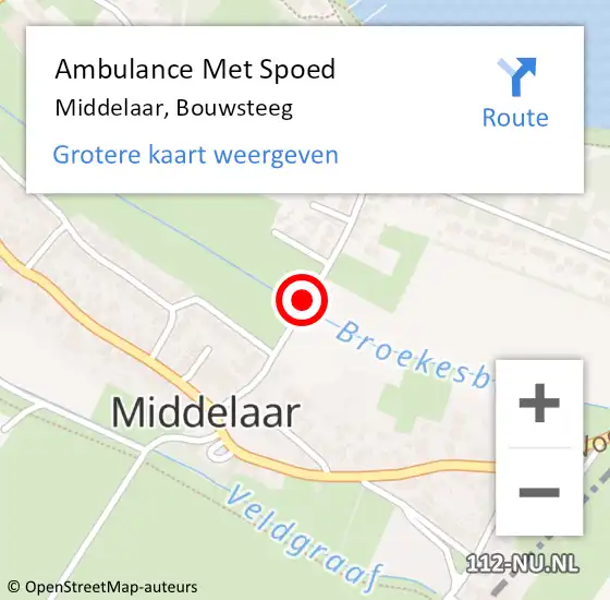 Locatie op kaart van de 112 melding: Ambulance Met Spoed Naar Middelaar, Bouwsteeg op 29 november 2019 18:16