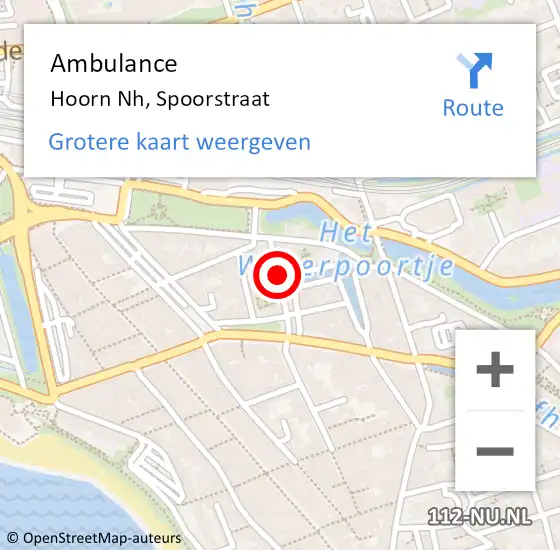 Locatie op kaart van de 112 melding: Ambulance Hoorn Nh, Spoorstraat op 29 november 2019 18:30