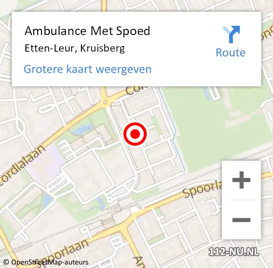 Locatie op kaart van de 112 melding: Ambulance Met Spoed Naar Etten-Leur, Kruisberg op 29 november 2019 18:52