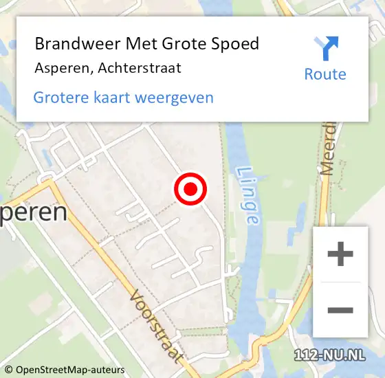 Locatie op kaart van de 112 melding: Brandweer Met Grote Spoed Naar Asperen, Achterstraat op 29 november 2019 19:11