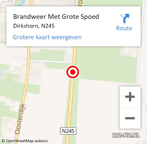 Locatie op kaart van de 112 melding: Brandweer Met Grote Spoed Naar Dirkshorn, N245 op 29 november 2019 21:52