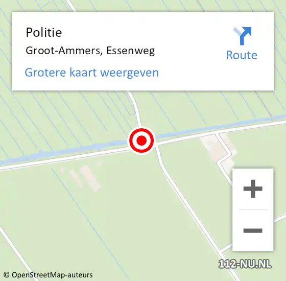 Locatie op kaart van de 112 melding: Politie Groot-Ammers, Essenweg op 29 november 2019 21:55