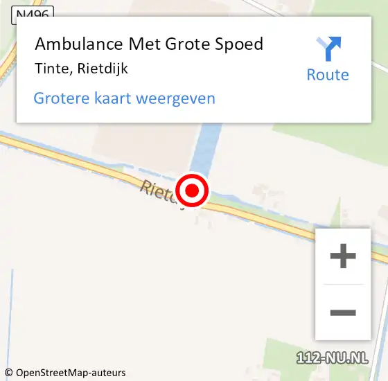 Locatie op kaart van de 112 melding: Ambulance Met Grote Spoed Naar Tinte, Rietdijk op 21 april 2014 10:56