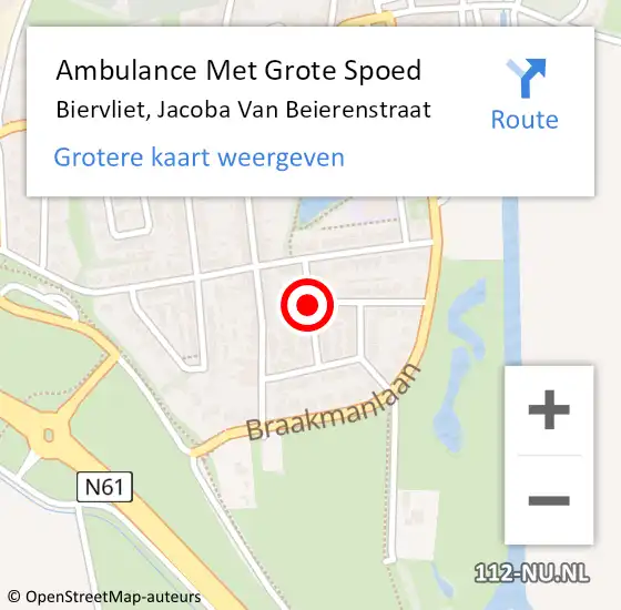 Locatie op kaart van de 112 melding: Ambulance Met Grote Spoed Naar Biervliet, Jacoba Van Beierenstraat op 21 april 2014 11:05