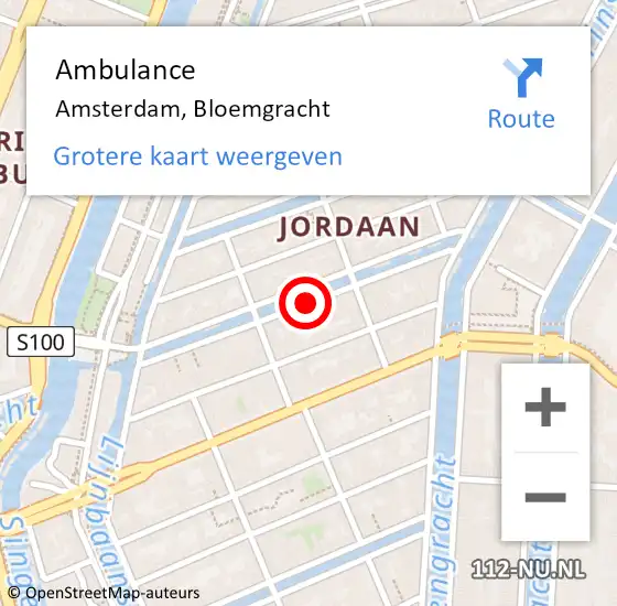 Locatie op kaart van de 112 melding: Ambulance Amsterdam, Bloemgracht op 29 november 2019 23:39