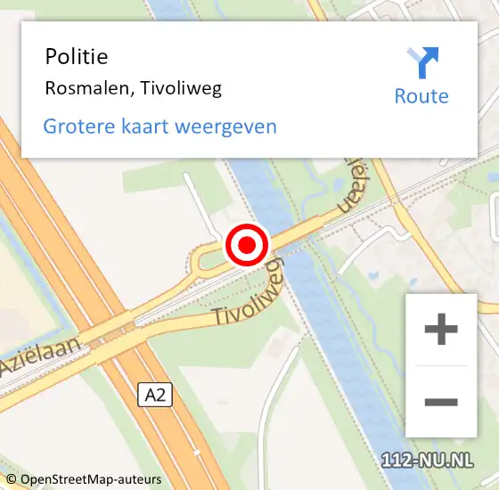 Locatie op kaart van de 112 melding: Politie Rosmalen, Tivoliweg op 30 november 2019 00:03