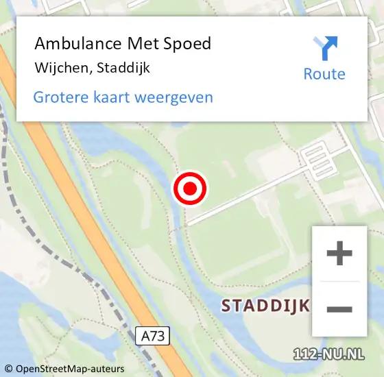 Locatie op kaart van de 112 melding: Ambulance Met Spoed Naar Wijchen, Staddijk op 30 november 2019 00:18