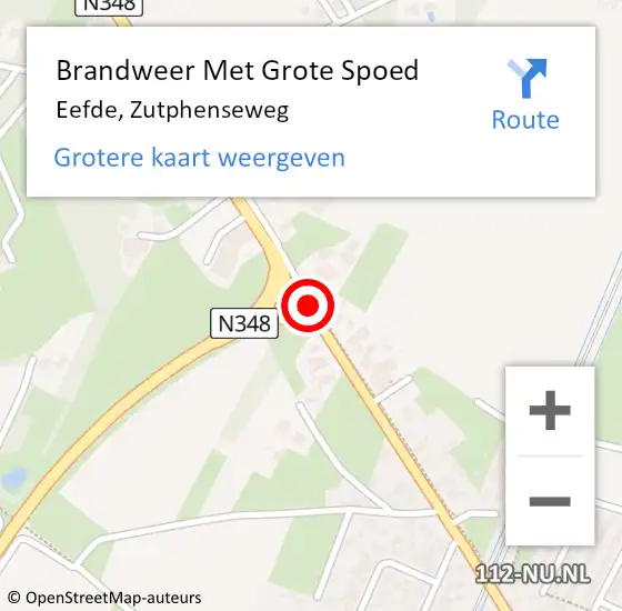 Locatie op kaart van de 112 melding: Brandweer Met Grote Spoed Naar Eefde, Zutphenseweg op 30 november 2019 00:28