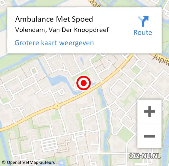 Locatie op kaart van de 112 melding: Ambulance Met Spoed Naar Volendam, Van Der Knoopdreef op 21 april 2014 11:18
