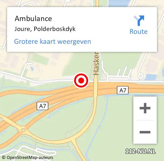 Locatie op kaart van de 112 melding: Ambulance Joure, Polderboskdyk op 30 november 2019 07:45