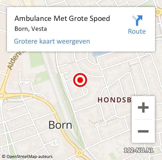 Locatie op kaart van de 112 melding: Ambulance Met Grote Spoed Naar Born, Vesta op 21 april 2014 11:40
