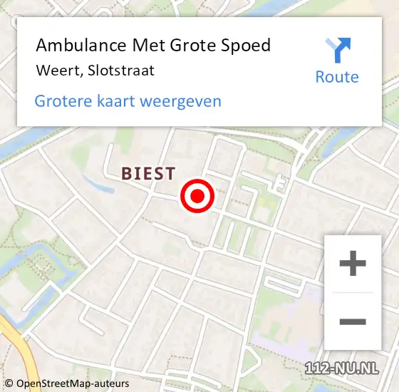 Locatie op kaart van de 112 melding: Ambulance Met Grote Spoed Naar Weert, Slotstraat op 30 november 2019 09:44