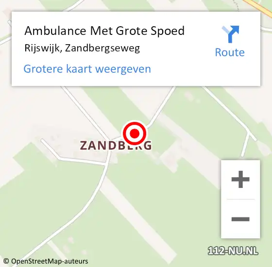 Locatie op kaart van de 112 melding: Ambulance Met Grote Spoed Naar Rijswijk, Zandbergseweg op 30 november 2019 09:55