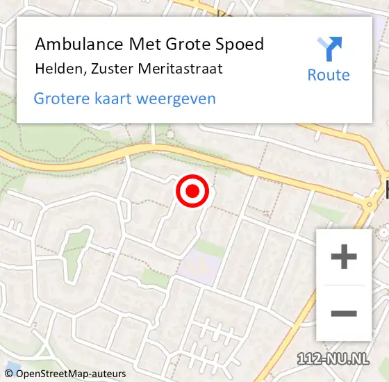 Locatie op kaart van de 112 melding: Ambulance Met Grote Spoed Naar Helden, Zuster Meritastraat op 21 april 2014 11:47